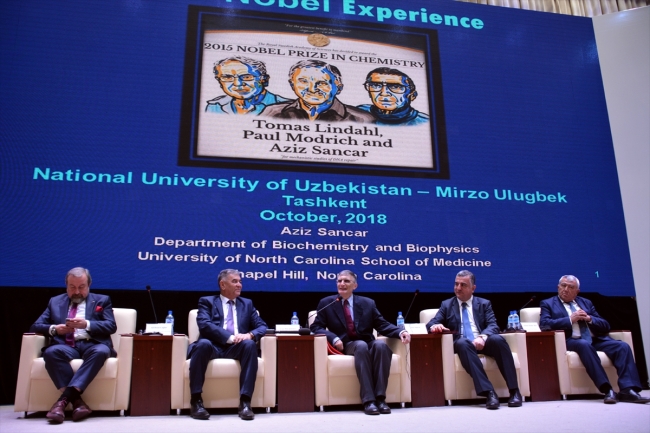 Nobel ödüllü Aziz Sancar'a Özbekistan'da fahri doktora verildi